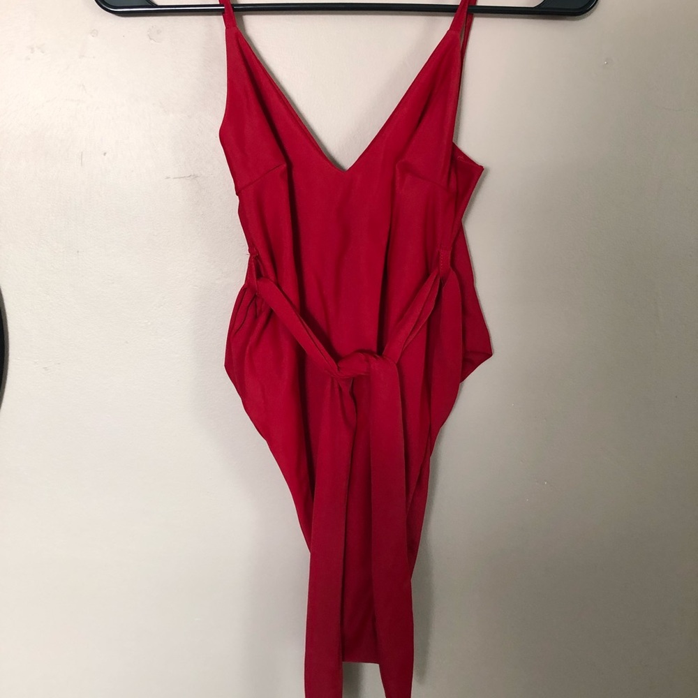 Belted one piece bikini